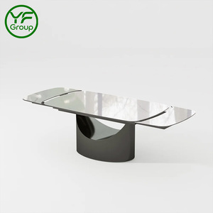 Uzatılabilir Modern Yemek Masası ve Lüks Doğal Taş Mermer Üst Tabla <span class=keywords><strong>Metal</strong></span> Ayaklı Uzun Yemek Masası Mutfak Mobilyası - Product Image 3
