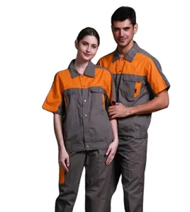 Pure cotton summer long and short sleeved work clothes set, men's all cotton work clothes, workers' labor protection clothes, we