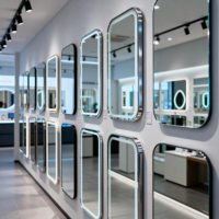 Miroir de salle de bains d'hôtel de luxe moderne avec contrôle tactile anti-buée Éclairage LED tricolore pour salle de sport ou villa