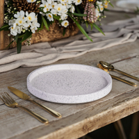 Assiette en céramique TESSWANG Japandi à texture granit, durable et empilable, en porcelaine, pour hôtels et restaurants commerciaux