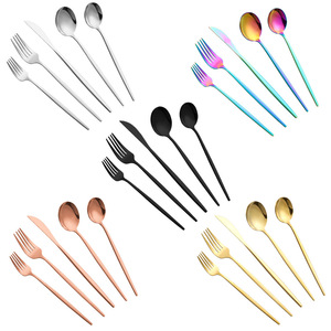 Luxury Fancy Stainless Steel Silverware Gold <b>Dinner</b> Knife Spoon Fork <b>Set</b> Cuttlery Cutlery <b>Set</b> Wholesale - Product Image 2