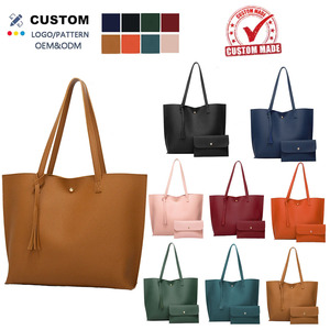 Juego de 2 Bolsos de Mano de Cuero PU con Borlas, <span class=keywords><strong>Color</strong></span> Sólido, Gran Capacidad, Bolsos de Hombro de Moda para Mujer - Product Image 2
