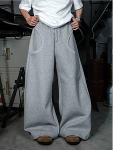 Pantalon de Survêtement Personnalisé Surdimensionné en Coton Molletonné Évasé à Jambe Droite et Large pour Hommes et Femmes de Style Baggy et Stacked - Product Image 6