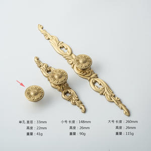 Poignée de tirage moderne en cuivre pur doré, durable, pour commodes, armoires, portes de placards - Chambre, cuisine, salle de bain, extérieur, salon - Product Image 2