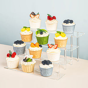 Elevadores de exhibición de acrílico transparente de 4 niveles modernos portátiles, estante multicapa multifunción para <span class=keywords><strong>figuras</strong></span> de cupcakes cosméticos de Perfume - Product Image 4