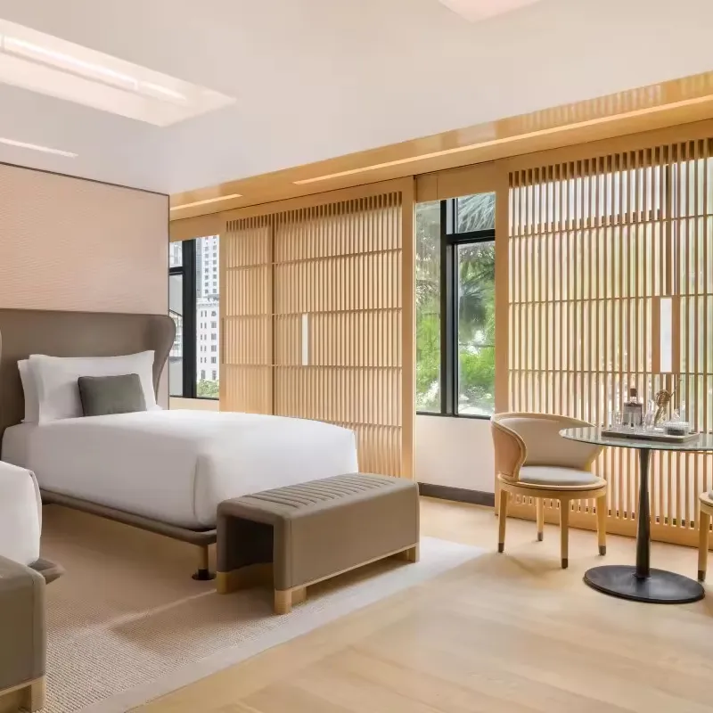 Schema di Interior Design della camera d'albergo di Sanhai moderno stile in legno 3D Rendering Layout anticipato piano di servizio disegno di costruzione del piano