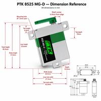 Servomoteur numérique PTK 8525 MG-D Slim Wing-Bay HV avec engrenages en acier inoxydable, moteur 2BB, 13 kg, 0,09 sec, 4,8 V-8,4 V pour avion RC à voilure fixe F5J