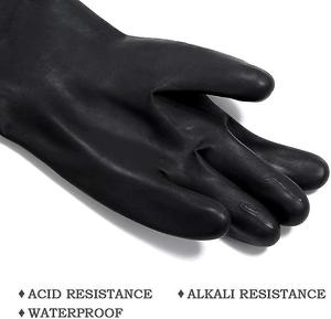 Sun Brand <span class=keywords><strong>Extra</strong></span> <span class=keywords><strong>Long</strong></span> 30cm 35cm 55cm 60cm Noir <span class=keywords><strong>Latex</strong></span> Caoutchouc Main Gants Étanche Industriel Nettoyage Travail Protection Antidérapant - Product Image 4