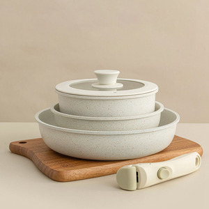 Cookercool Dụng Cụ Nấu Ăn Nhà Bếp Cảm Ứng Phủ Chống Dính Bằng Gốm Thiết Kế Mới Bộ Chảo Chiên Có Tay Cầm Tháo Rời - Product Image 1