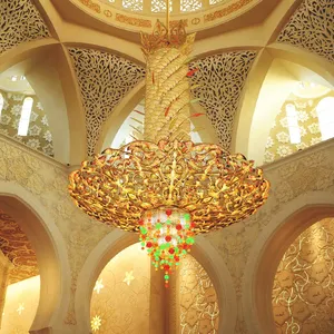 Традиционная мечеть, большое украшение интерьера, хрустальная люстра в многослойном стиле, церковное подвесное освещение, роскошные потолочные светильники