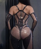 Combinaison une pièce Sexy noire à paillettes pour femmes