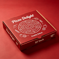 Boîte à pizza personnalisée de 12 pouces, en carton ondulé rouge, emballage imperméable de qualité alimentaire, boîte à emporter en gros