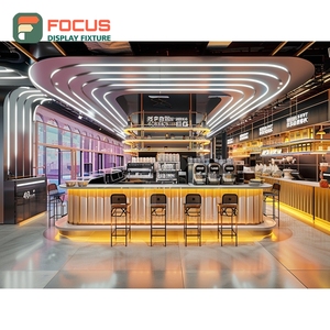 Exhibidor de Café Profesional, Estante Alto Abierto, Madera Mate, Exhibidor de Mercancía para Cafetería - Product Image 1