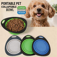 Bol pliable en silicone anti-déversement pour animaux de compagnie, plat portable pour l'eau et la nourriture pour chien et chat en extérieur