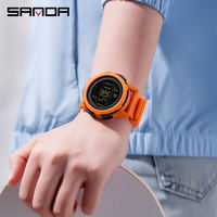 Montre homme Sanda 2189, chronographe de marque haut de gamme, fitness, course à pied, calories, étanche 50 m, montre numérique LED, montre-bracelet homme