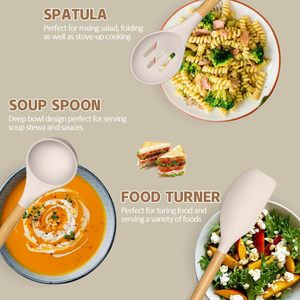 12 Pcs <b>Kitchen</b> <b>Silicone</b> Accessories Tools Kitchenware <b>Silicone</b> Cooking <b>Utensils</b> <b>Set</b> With Wooden Handle - Product Image 4