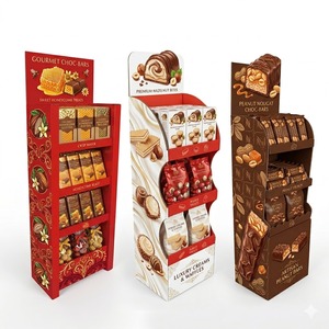 Présentoirs de sol <span class=keywords><strong>en</strong></span> carton personnalisés pour snacks, chips, bonbons et produits alimentaires pour supermarchés et magasins de détail - Product Image 1