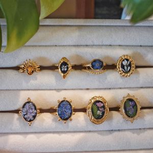 Spécimens de plantes, fleurs réelles séchées et conservées, bijoux vintage, anneaux en acier inoxydable pour homme - Product Image 3