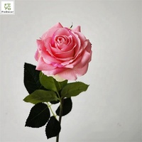 Fleur artificielle en gros de haute qualité, tige unique, toucher réel, en soie et latex, fausse rose pour décoration de mariage, table, fête et maison