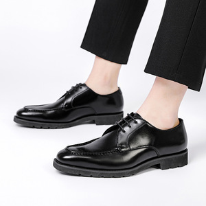 Clearance Men's Leather Shoes Wholesale EVA Thick Sole Men's Shoes Genuine Leather Business Formal Derby Shoes - Product Image 1