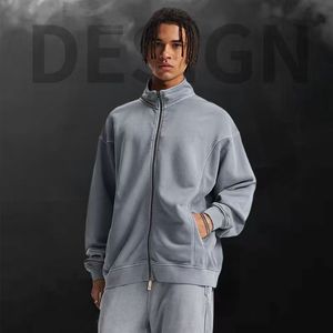 Sudadera de Algodón con Media Cremallera Bordada OEM ODM, Estilo Oversize, Streetwear Personalizado Unisex para Hombre - Product Image 1