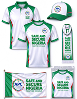 T-shirt de campagne APC Nigeria pour le Congrès de tous les progressistes – T-shirt personnalisé en polyester imprimé « SAFE and SECURE NIGERIA »