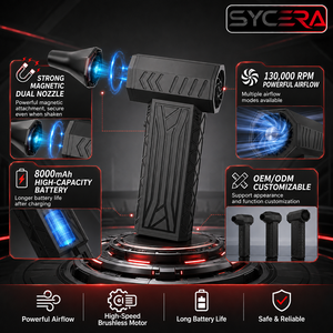 Souffleur d'air électrique <span class=keywords><strong>portable</strong></span>, ventilateur turbo 130000 tr/min, 8000 mAh rechargeable, OEM ODM, nettoyeur de poussière pour voiture, clavier, <span class=keywords><strong>PC</strong></span>, maison - Product Image 2
