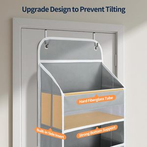 <b>Over</b> <b>The</b> <b>Door</b> Organizer 10 Pockets Grey Hanging Storage For Bathroom Toy Storage <b>Hook</b> Type Rectangle Non Woven Fabric - Product Image 3