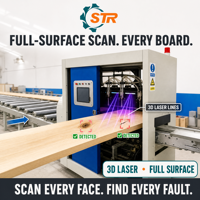 Scanner automatique 3D laser haute précision STR 980 pour l'inspection des défauts du bois, machine de numérisation de la surface du bois, inspection du bois