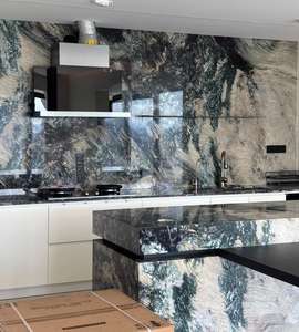 Comptoirs de cuisine, dessus de vanité et dessus de table en quartzite boréale de cactus naturel, marbre vert, design moderne de comptoir en marbre, 1 an - Product Image 1