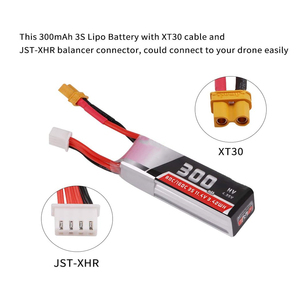 300mAh HV LiPo Battery 3S 80C/160C 11.4V XT30 Connector for Betafpv HD FPV <b>Racing</b> <b>Drone</b> 2PCS - Product Image 4
