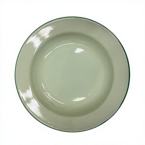 Assiettes en émail métallique pour la table, rondes, taille personnalisée, assiettes de service, qualité alimentaire, lavables au lave-vaisselle, élégantes, en émail fantaisie - Product Image 1