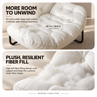 Fauteuil individuel moderne pour salon, chambre, balcon, chaise longue compacte, structure en acier inoxydable, revêtement en PU, mobilier de maison et de villa