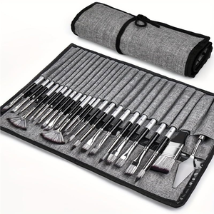 NOVISON Juego de 25 Pinceles de Nylon de Alta Calidad para Artistas con Mangos de Madera Negros y Rojos para Pintura al Óleo/Acrílica/Acuarela - Product Image 1