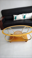 Table basse à cinq anneaux en verre trempé, table basse moderne simple ovale