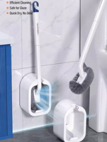 Support mural BOOMJOY pour brosse de toilette avec caddie, en PP, anti-rayures, étanche, écologique, à long manche