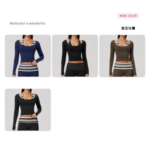 2026 OV Nuovo Design Top Yoga Bicolore con Halter 2-in-1, Alta Elasticità, Aderente, per Fitness e Sport, <span class=keywords><strong>a</strong></span> Maniche Lunghe - Product Image 6