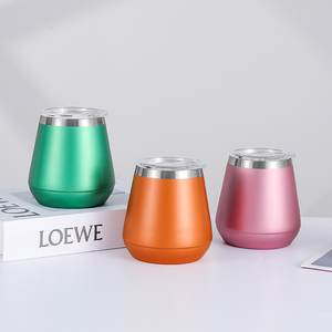 Custom logo 10oz Stemless Stainless Steel Thermal Glasses Double Wall Vacuum Travel Mugs <strong>Wine</strong> <strong>Tumbler</strong> Wholesale - Product Image 2