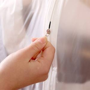 Housse anti-poussière pour vêtements semi-transparente en PEVA, lavable, inodore, avec crochets, pour rangement de chambre, forme rectangulaire, blanc, rose, bleu, à pois - Product Image 3