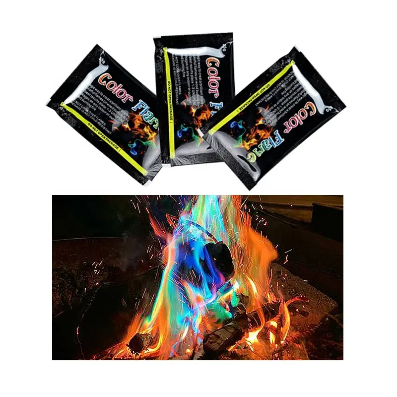 Professional indoor and outdoor use low priced colorful camping trip packets magic fire 25g