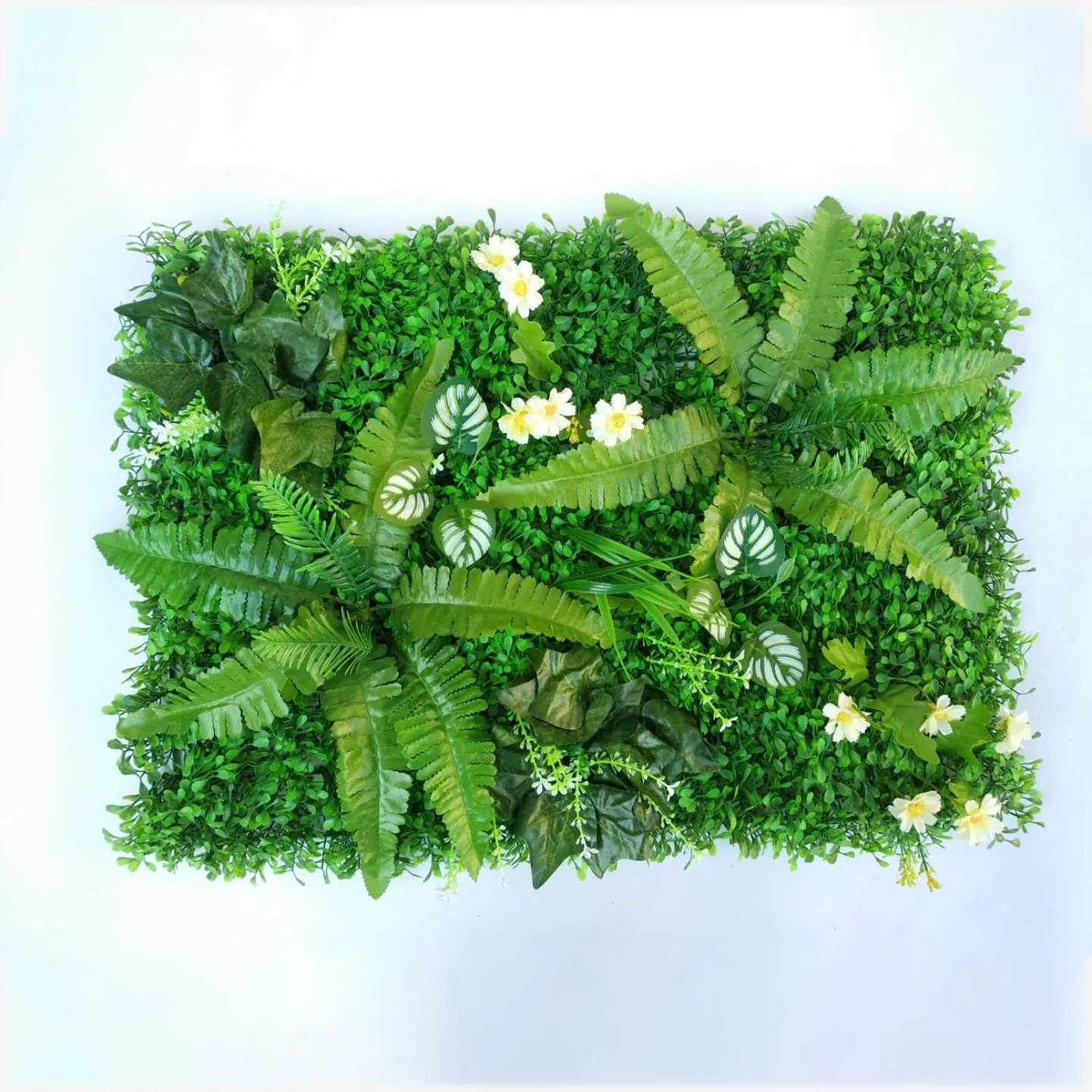 X326 New Outdoor Indoor Decor Faux Tropical Leaves Wall Green Garden Artificial Vertical Plant Wall Backdrop Panel Grass Wall