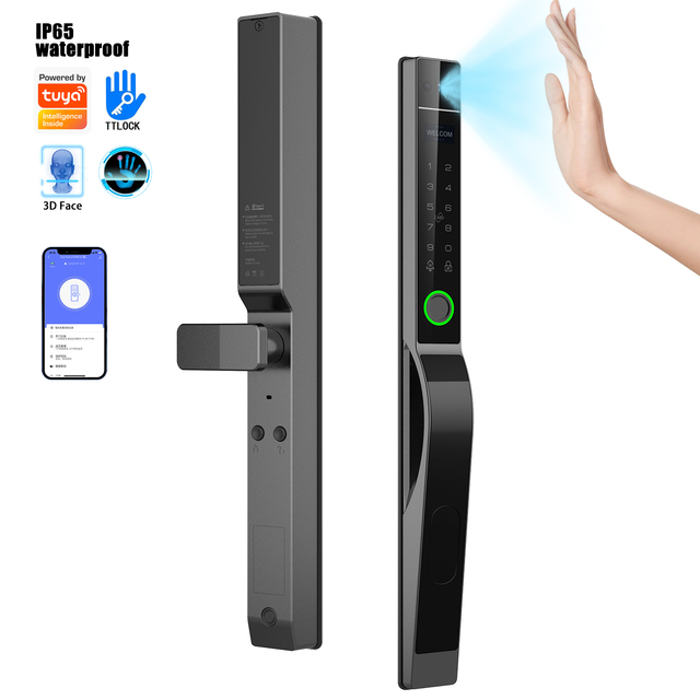 Tolink Slim Waterproof Palm Vein 3d Face Recognition Fingerprint Tuya Wifi Sliding Door Automatic Smart Lock for Aluminum Door