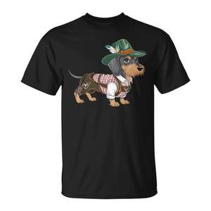 Camiseta con estampado digital de perro bávaro Oktoberfest de Dachshund alemán, unisex, para adultos, cuello redondo, manga corta - Product Image 1