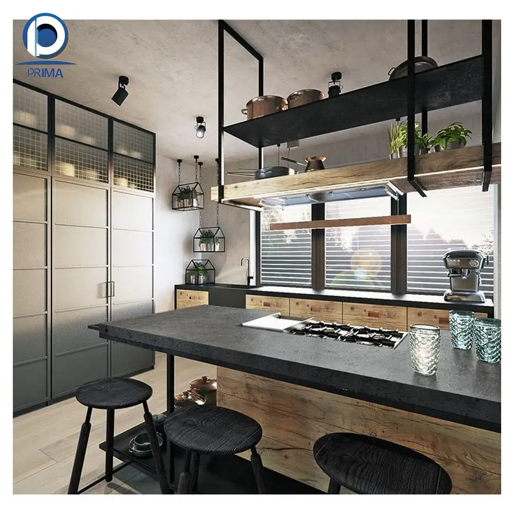 Prima Schrank maßgeschneiderte moderne Design-Holz-Küchengeräte modulare Einzellinien-Küchenschränke