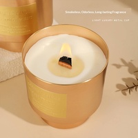 Bougie Votive en Cire de Soja 290g en Gros, Tasse Métallique Dorée Faite à la Main, Cylindrique, Décoration Maison, Cadeau, Aromathérapie, Fêtes