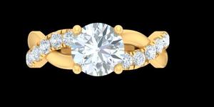 Trendy 18K Solid Yellow Gold Engagement Anniversary Ring <b>Fine</b> <b>Jewelry</b> <b>Set</b> Lab Grown Diamond Gold Plating Perfect Gift for Her - Product Image 2