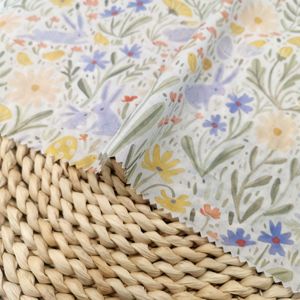 उच्च गुणवत्ता वाली त्वचा के अनुकूल सांस 100% कपास मुद्रित कपड़े स्वतंत्रता सुंदर खरगोश डिजाइन लड़कियों के लिए प्यारा खरगोश डिजाइन - Product Image 3