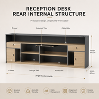 Mostrador de Recepción Moderno con Luz LED y Panel de Madera para Empresas, Venta al por Mayor Directa de Fábrica, Logotipo Personalizado