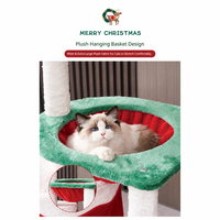 Arbre à chat de Noël, tour à chat multi-niveaux avec poteaux à gratter en sisal et niche en peluche, centre d'activités festif pour chats