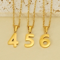 Collar de cadena para clavícula con colgante de número de la suerte, minimalista, clásico, chapado en oro, de acero inoxidable, para mujer